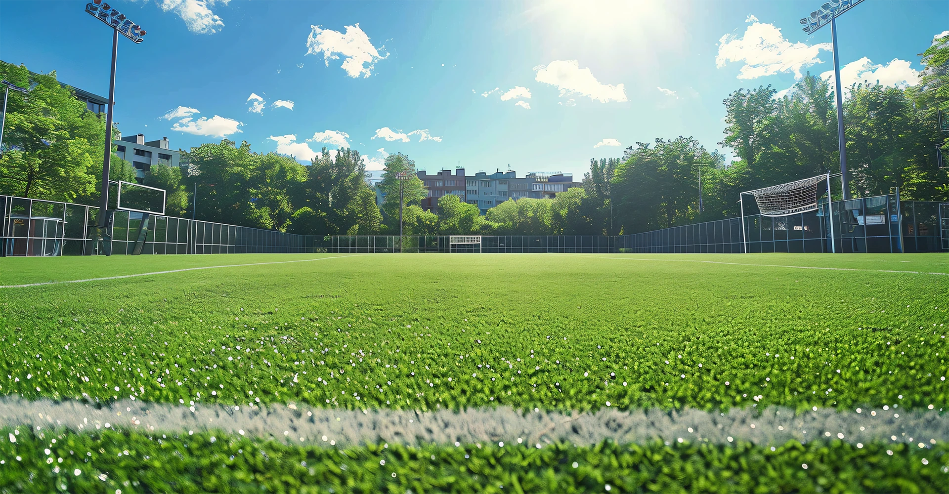 Close-up shot of outdoor playground artificial turf