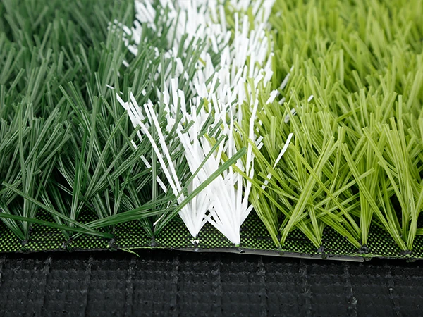 Close-up of grass fibers and the bottom turf sample