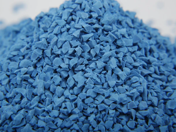 Loose blue EPDM granules