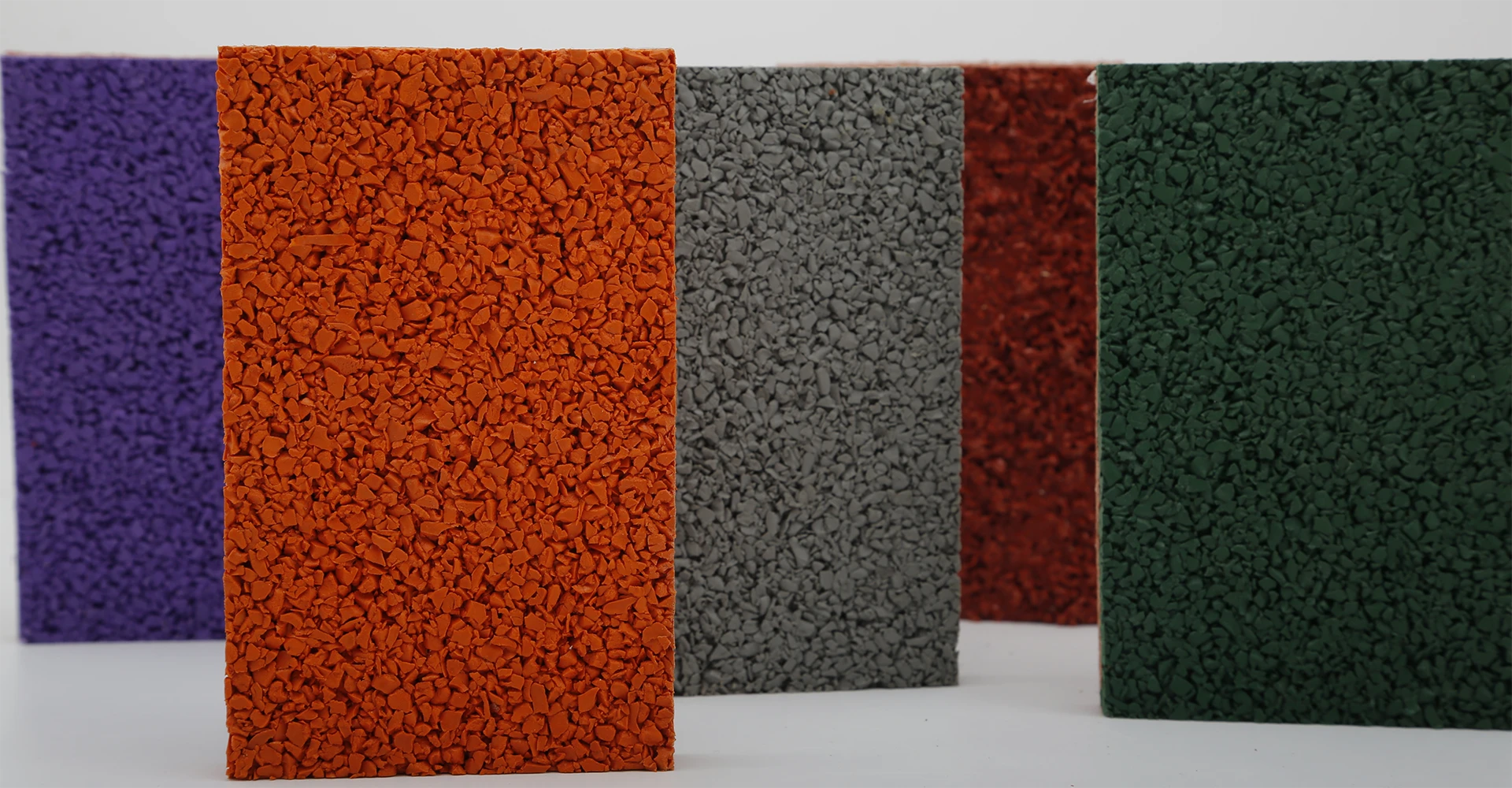 Floor samples made from EPDM granules in various colors