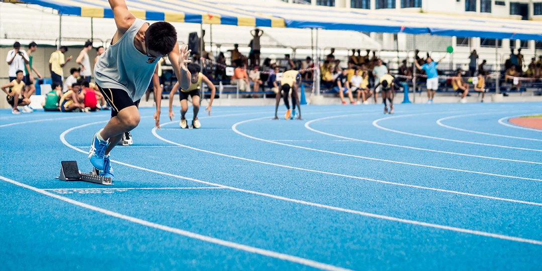 People participating in a track and field event