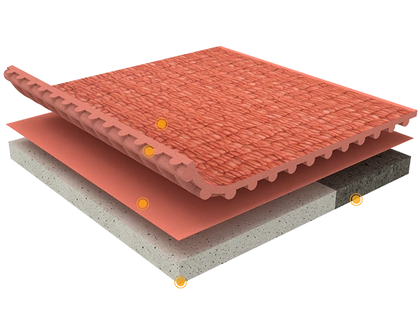 Prefabricated rubber track showing both sides of the structure
